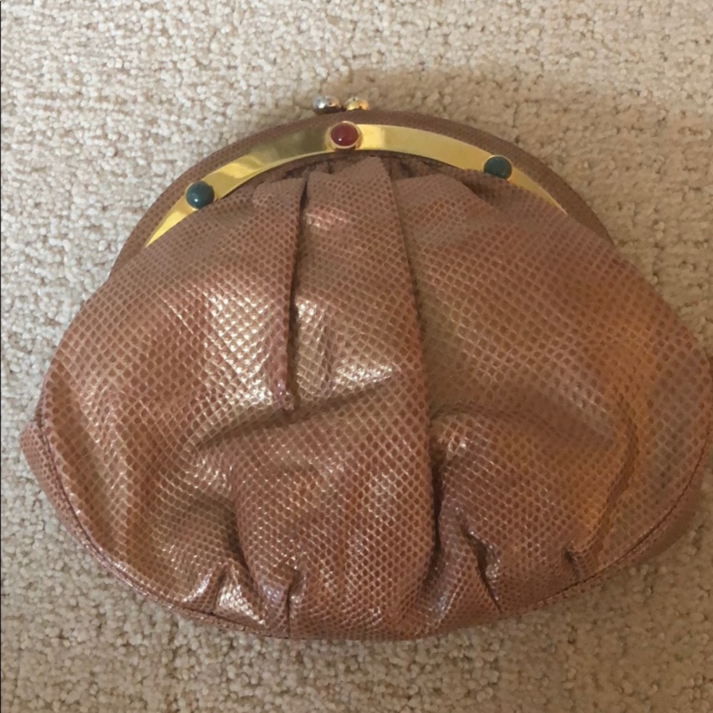 Judith Leiber snake clutch, Worn gently outside.